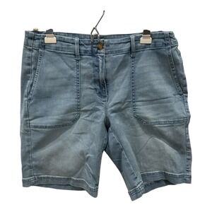 J Jill Denim Women's Size 8 Blue Jean Shorts Flat Front Stretch 8" Inseam